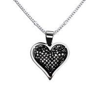 TQHGM Accessorie Elegant Black Crystal Pave Heart For Women, Exquisite Choker Rhinestone Heart - Zircon Pave, Reunion Heart For Valentine Holiday