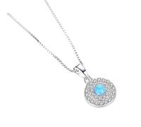 TQHGM Accessorie Fine Jewelry Opal For n Sparkling Round Pendant Real Box Chain