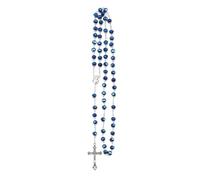 TQHGM Accessorie Religious Rosary For Women - Mary Jesus Cross Pendant 8MM Long Beads Chains, Pearl Rosary Beaded Cross