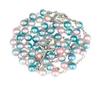 TQHGM Accessorie Religious Rosary For Women - Mary Jesus Cross Pendant 8MM Long Beads Chains, Pearl Rosary Beaded Cross