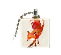 TQHGM Accessorie Sterling Silver Fox For Women and Men, Crystal Fox Painting Pendant Jewelry Chain, Fox Girl Initial, Fox Jewelry For Women, Jewelry Holiday