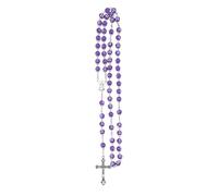 TQHGM Accessorie Sterling Silver Religious Rosary For Women and Men - 1Pc Catholic Cross Rosary Beads Pendants Religious Round Crystal Bead, Mary Jesus Cross Pendant Long Beads