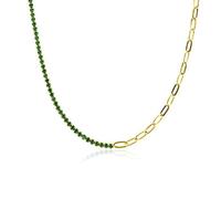 TQHGM Accessorie Thick Green 2mm Tennis Paperclip Chain Choker n Winter Crystal Wedding