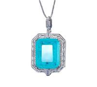 TQHGM Accessories Vintage 16 * 20mm Emerald Sapphire Paraiba Tourmaline Pendant For n Gemstone Lab Diamond Cocktail Party Fine Jewelry