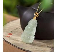 TQHGM Accessories Vintage S925 for Women Gold Plated Natural Jadeite Buddha Handmade Classical Jewelry Women's Pendant s Charm National Old Craft