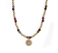 TQHGM Chain Jewellery Imitation Pearl Colorful Stone Bead Evil Eye Pendant For Women Girls Men