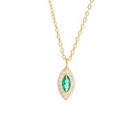 TQHGM Crystal Green Evil Eye Pendant Clavicle Chain Women Classic Wedding Jewelry Present-