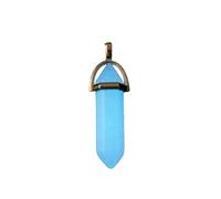 TQHGM Dark Luminous Stone Fluorescent Hexagonal Column Natural Crystal Glowing in Dark Bullet Stone Pendant Leather