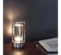 TQHGM Head Stand Light Acrylic Desktop Nightstand Accent Lamp 3 Color Mode Bedside Desk Table Reading Lamps Bedroom Night Lights USB Charging Head(Chrome)