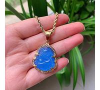 TQHGM Hip Hop Stainless Steel Jewelry Crystal Buddha Pendant for Women Men Multicolor Jades Stone Pendulum Healing