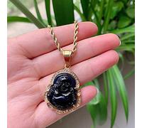 TQHGM Hip Hop Stainless Steel Jewelry Crystal Buddha Pendant for Women Men Multicolor Jades Stone Pendulum Healing