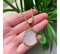 TQHGM Hip Hop Stainless Steel Jewelry Crystal Buddha Pendant for Women Men Multicolor Jades Stone Pendulum Healing