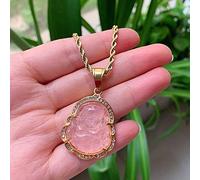 TQHGM Hip Hop Stainless Steel Jewelry Crystal Buddha Pendant for Women Men Multicolor Jades Stone Pendulum Healing