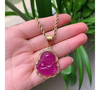 TQHGM Hip Hop Stainless Steel Jewelry Crystal Buddha Pendant for Women Men Multicolor Jades Stone Pendulum Healing