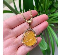 TQHGM Hip Hop Stainless Steel Jewelry Crystal Buddha Pendant for Women Men Multicolor Jades Stone Pendulum Healing