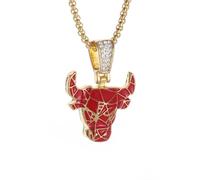 TQHGM Ice out Stainless Steel Head Pendant for Men and Women Fashionable Hip Hop Rock Party Halloween Jewelry