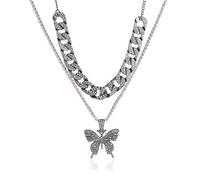 TQHGM INS Style Double Layer Big Butterfly Hip Hop Personality Christmas Anniversary Jewelry