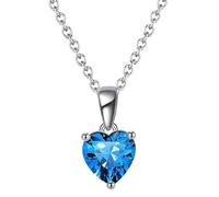 TQHGM Jewellery 925 Sterling Silver Womens for Women Heart with Birthstones Red Cubic Zirconia Pendant s Jewellery