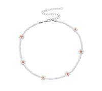 TQHGM Korea Lovely Daisy Flowers Colorful Beaded Charm Statement Short Choker for Women Vacation Jewelry