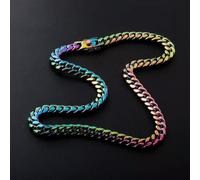 TQHGM New Hip Hop Colorful Stainless Steel Chain Cool Men Jewelry