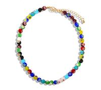 TQHGM New Korea Metal Chain Transparent Colorful Beaded Irregular Flowers Pearl for Women Party Jewelry-4