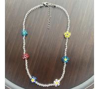 TQHGM New Korea Metal Chain Transparent Colorful Beaded Irregular Flowers Pearl for Women Party Jewelry-4