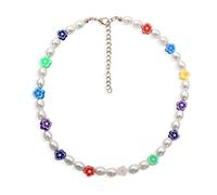 TQHGM New Korea Metal Chain Transparent Colorful Beaded Irregular Flowers Pearl for Women Party Jewelry-4