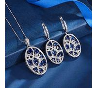 TQHGM Oval Ruby Emerald Sapphire Pendant Drop Earrings for Wen Jewelry Sets Accessories