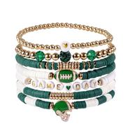 TQHGM Pcs Game Day Charm Stackable Sports Jewelry Rugby Sport Friendship Bracelets for Mom & Dad Football Fan Gift Team Spirit Accessories