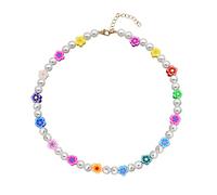 TQHGM Pendant Chain Men Women Jewellery Colorful Rice Bead Flower Beaded