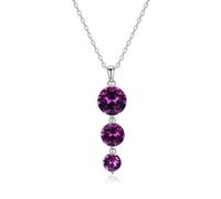 TQHGM Purple Crystals from Long Pendant For Women Party Wedding Chic S925 Beads Chain Fine Jewelry