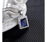 TQHGM Rectangle Pendant for Women Silver 925 Jewelry Geometry Gemstones Female Clavicle Chain Anniversary