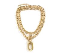 TQHGM s Pendant Jewelry Trend, Personalized Chain, Multi-Layer, Fashionable Geometric Metal Buckle, Collarbone, Female s