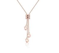 TQHGM Small Waist Female Sterling Silver Clavicle Chain Plated 18K Rose Color Gold Set