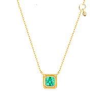 TQHGM SPlating Retro Green Square Pendant for Women Temperament Wedding Jewelry Presents-Green