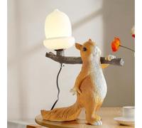 TQHGM Squirrel Shape Table Lamp Resin Craft Base Eye Protection Night Light Three Color Temperature Adjustable for Living Room Bedroom Study Desk
