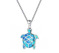 TQHGM Trend Pendant Chain Men Women Jewellery Bohemia Blue Imitation Opal Cute Fish Pendant For Women Charm Crystal Animal Turtle For Women