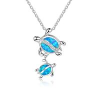 TQHGM Trend Pendant Chain Men Women Jewellery Bohemia Blue Imitation Opal Cute Fish Pendant For Women Charm Crystal Animal Turtle For Women