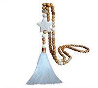 TQHGM Women Patrck Day s Pendant Mother's Day Chain Wooden Pendant Tassel Bead Women's Sweater Hand-Made Bohemian Accessory Costume Pearl s for Women