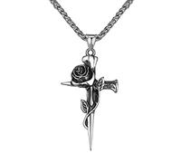 TQHGM Women Patrck Day s Pendant Mother's Day Light and Luxurious Titanium Steel Colorfast Jewelry Rose Crosss For Men and Women J for Girls