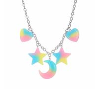TQHGM Women s Pendants Cute oon Resin Pendant Colorful For Women Chain Fruits lings and Moon Clouds Personalized Locket