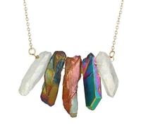 TQHGM Women s Pendants for Patrck Day Natural Stone Crystal Rock Gold Plated Quartz Pendant Name Charm