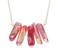 TQHGM Women s Pendants for Patrck Day Natural Stone Crystal Rock Gold Plated Quartz Pendant Name Charm