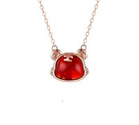 TQHGM Women's Jewelry Pendant New Red Agate Clavicle Chain Cute Little Tiger Shaped Woman a Good for Girlfriend Jewelry