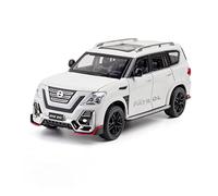 TQMEAD 1 24 for Nissan Patrol Modelo Aleación De Fundición A Presión Decoración Tire hacia Atrás SUV Juguete Regalo Miniaturas De Automoción(White)