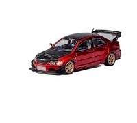 TQMEAD 1 64 Adorno Coleccionable De Aleación para Coche Mitsubishi EVO Rojo Metalizado con Ruedas De Repuesto Miniaturas De Automoción
