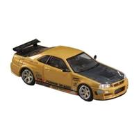TQMEAD 1 64 para Nissan GTR Modelo de Coche de aleación con Pintura Dorada, Adorno estático Coleccionable para decoración Miniaturas De Automoción