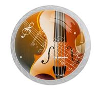 Tqmspg 4 tiradores de cajón con notas musicales de violín, pomos de puerta, manijas de tocador para armario de cocina, armarios, muebles