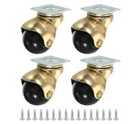 TQNVCKFP 1.5 Pulgada Bola de 4, 360° Giratorio Giratorio Top Placa Ruedas 298 lbs Total Capacidad Rueda con M4 Tornillos para Muebles Table Cabinet