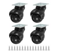 TQNVCKFP 1.5 Pulgada Bola de 4, 360° Giratorio Giratorio Top Placa Ruedas 298 lbs Total Capacidad Rueda con M4 Tornillos para Muebles Table Cabinet Negro